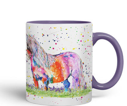 Vixar Shetland Pony Horse Pet Watercolour Art Coloured 330 ml Mug Cup Gift Birthday Work Office Tea Coffee