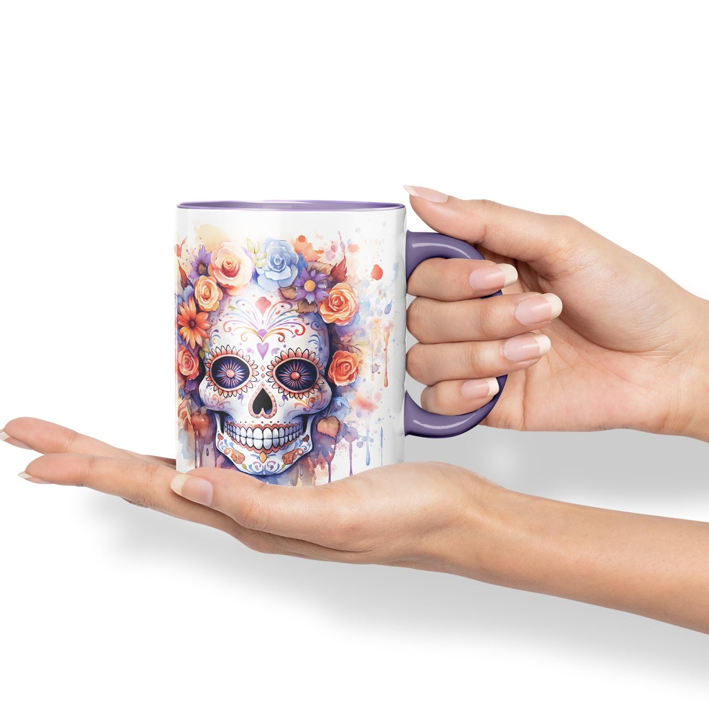 Sugar Skull and Roses Ceramic Coloured Mug Cup for Tea Coffee Hot Brew 330ml 11Oz Gift sk5