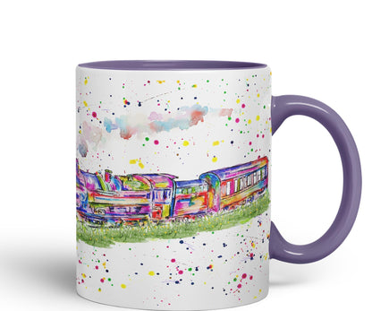 Vixar Steam Train Watercolour Art Coloured 330 ml Mug Cup Gift Birthday Work Office Tea Coffee