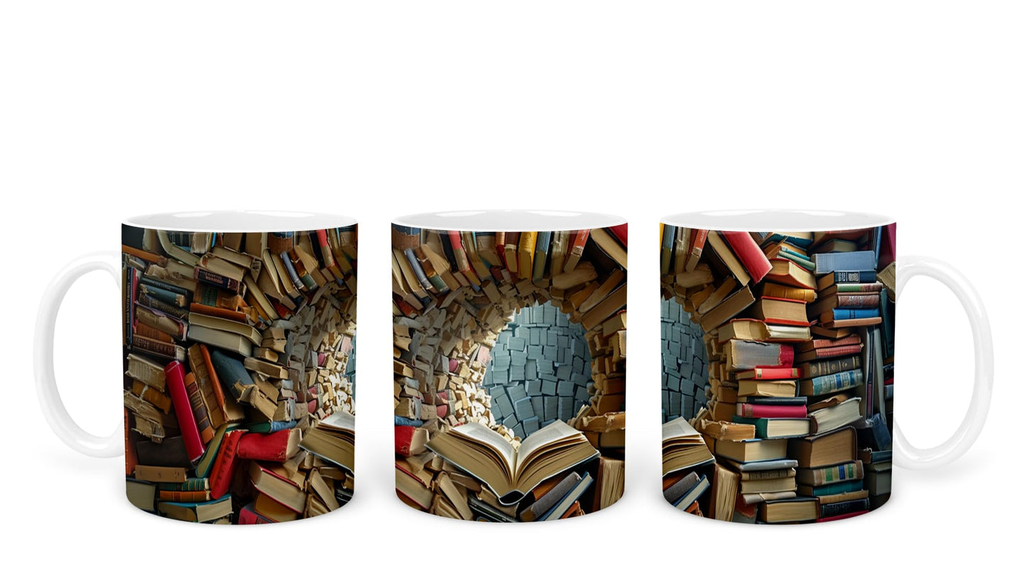 Vixar Book Wall Mug Ceramic Mug Cup Gift for Reading Lovers, 10oz V1