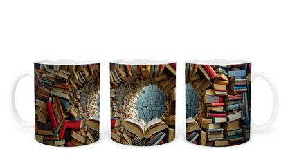 Vixar Book Wall Mug Ceramic Mug Cup Gift for Reading Lovers, 10oz V1