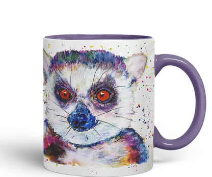 Vixar Lemur Watercolour Art Coloured 330 ml Mug Cup Gift Birthday Work Office Tea Coffee