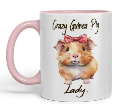 Crazy Guinea Pig Lady Joke sarkasm Sarcastic Ceramic Coloured Mug Cup for Tea Coffee Hot Brew 330ml 11Oz Gift