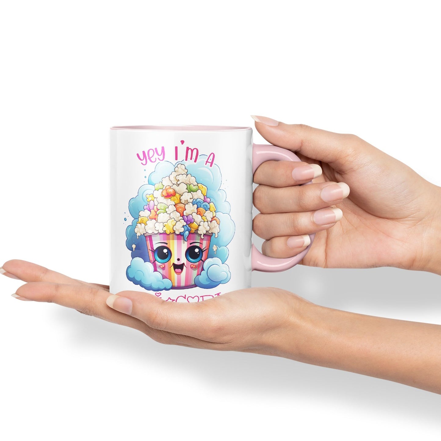 Yey I'm a Unicorn Popcorn Joke sarkasm Sarcastic Ceramic Coloured Mug Cup for Tea Coffee Hot Brew 330ml 11Oz Gift