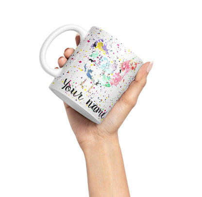 Vixar Personalised with Your Text Chicken Hen Farm Watercolour Art Coloured Ceramic Mug Cup Gift 330ml 11oz Custom Work Office Tea Coffee