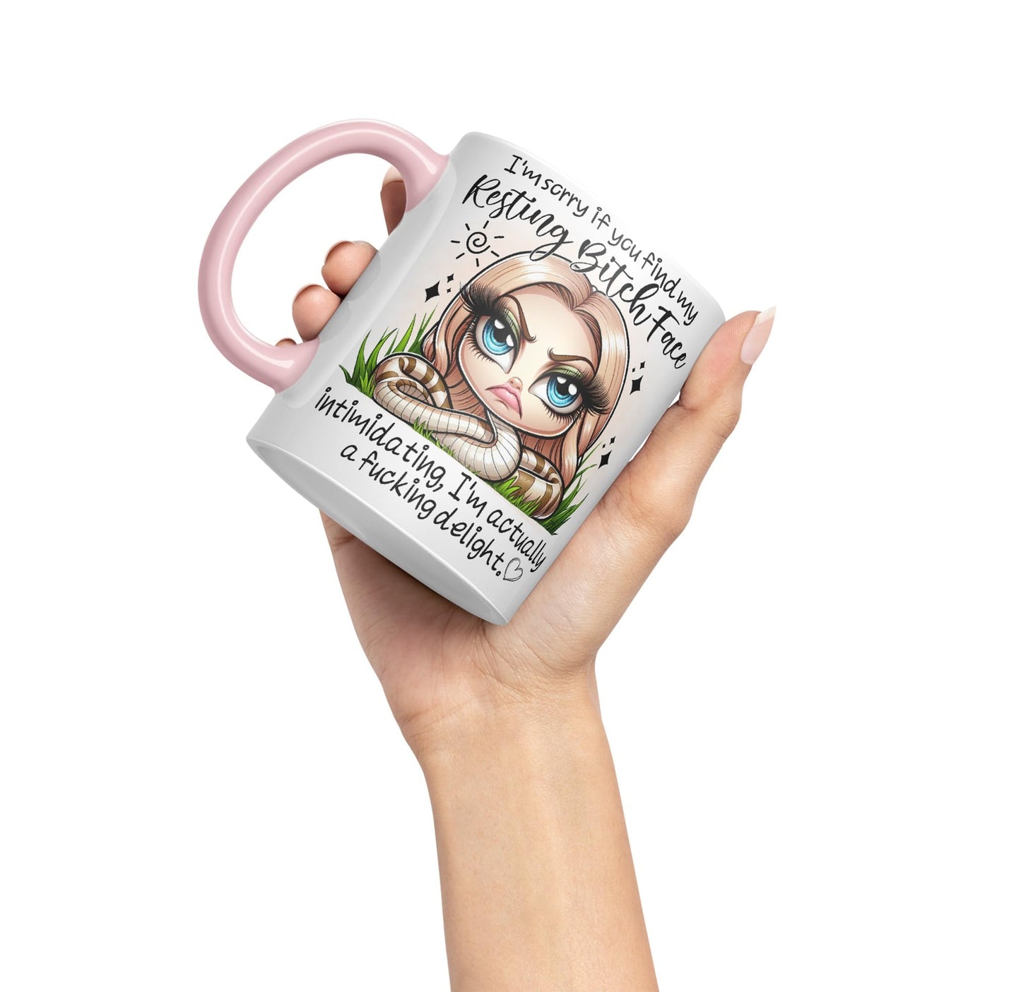 Im Sorry if You find My Resting Bitch face...,Snake Joke sarkasm Sarcastic Ceramic Coloured Mug Cup for Tea Coffee Hot Brew 330ml 11Oz Gift