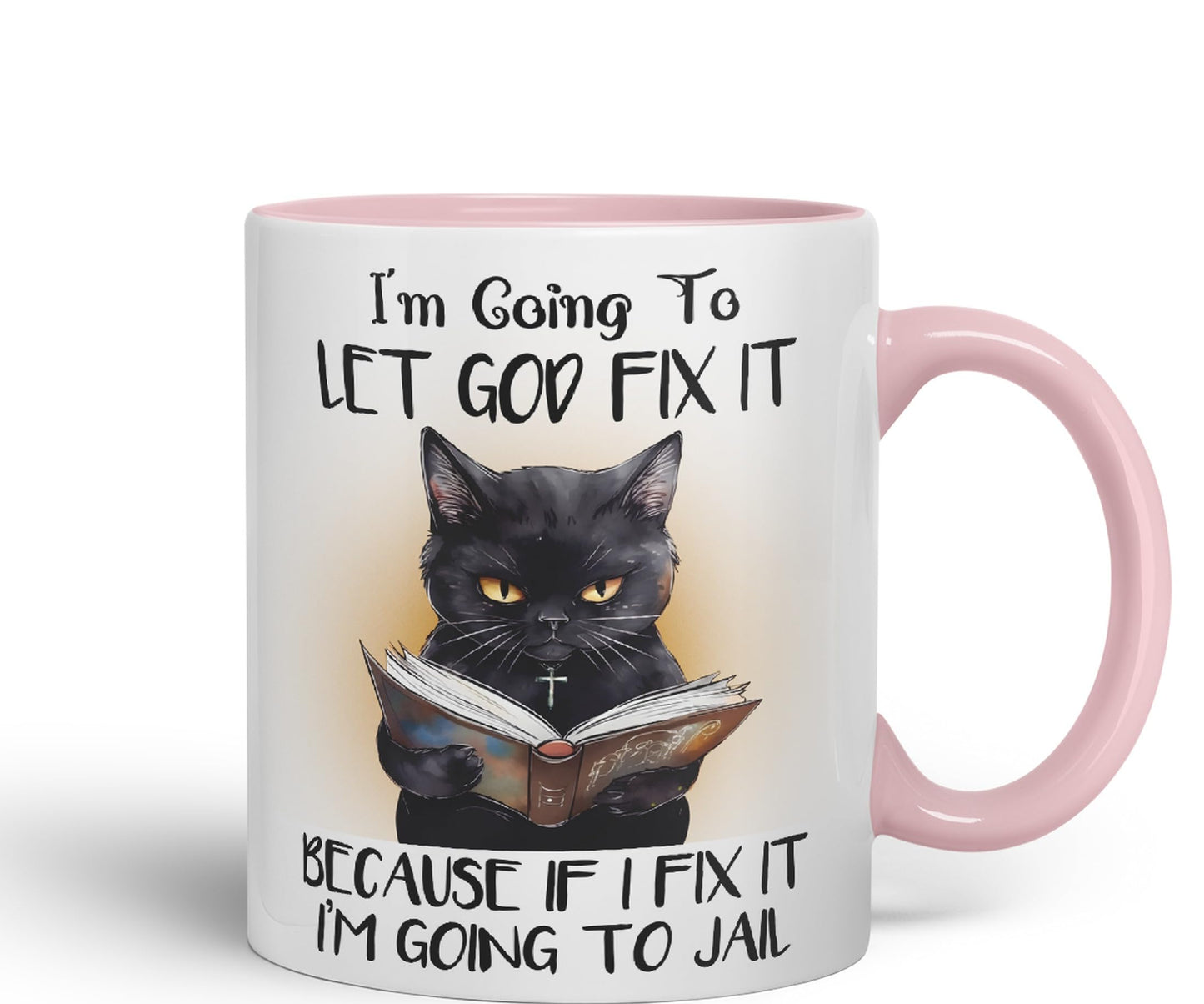 Vixar I'm Going to LET GOD FIX IT, Cats Sarcastic Joke Ceramic Coloured Mug Cup for Tea Coffee Hot Brew 330ml 11Oz