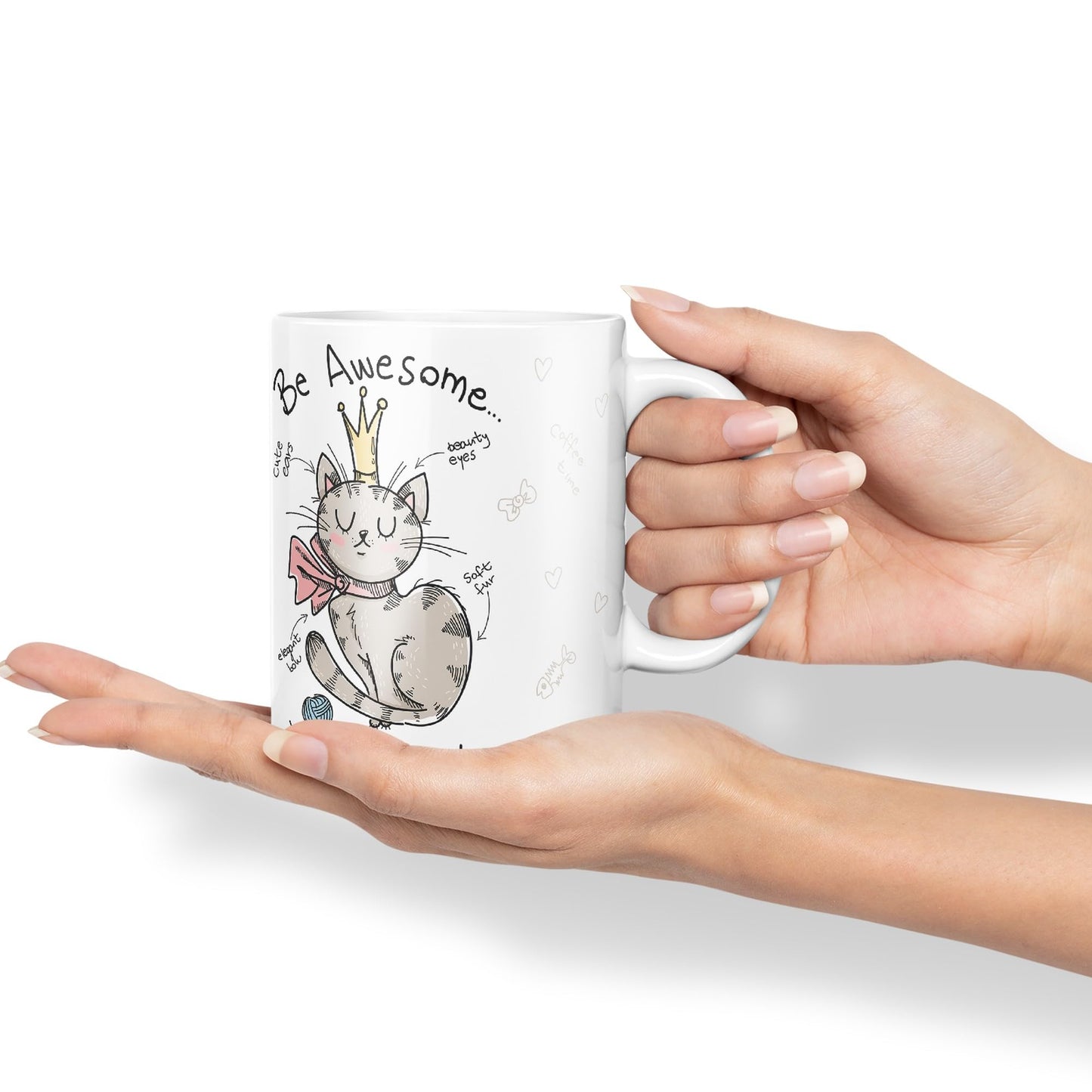 Vixar Be Awesome... Cat Ceramic Coloured Mug Cup Gift Tea Coffee Christmas Office Home Sarcastic Joke
