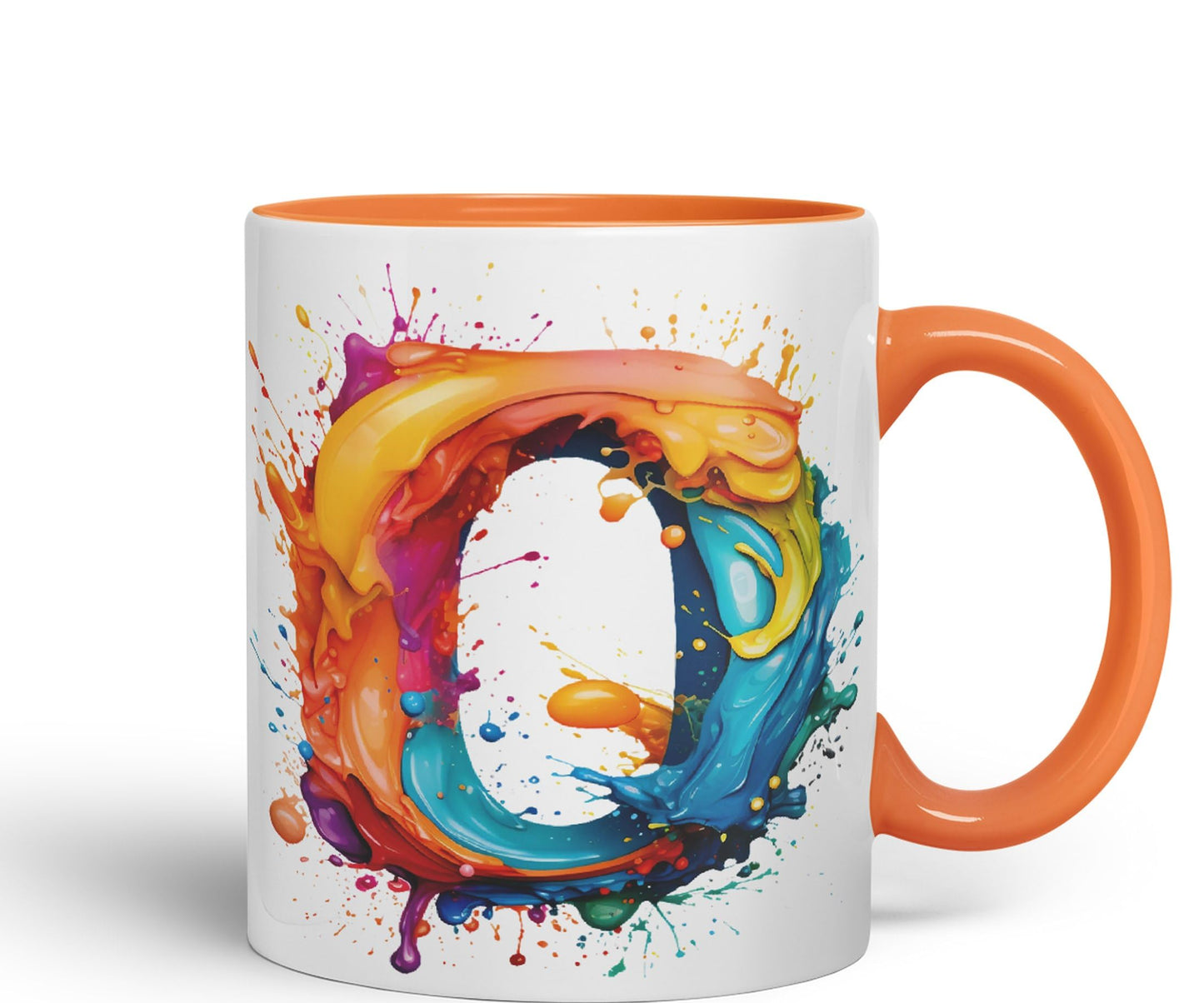 Letter O mug, Alphabet Letter O Monogram watercolour Ceramic Coloured Mug Cup for Tea Coffee Hot brew 330ml 11Oz Gift