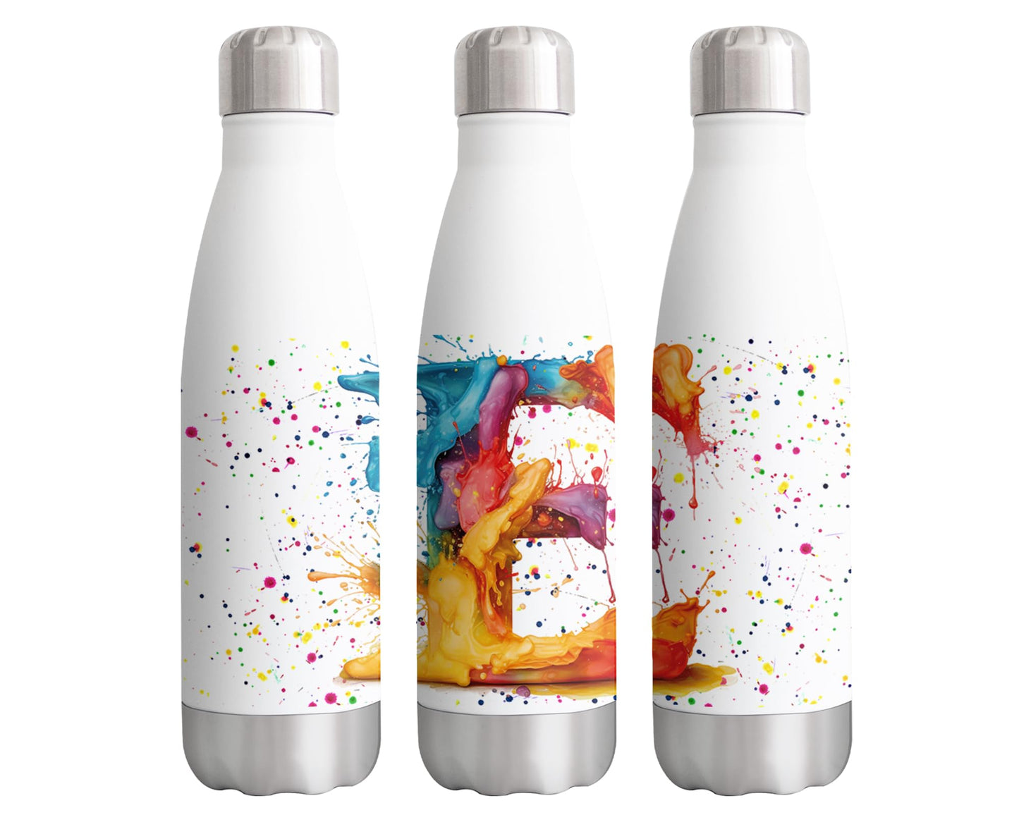 Letters Alphabet A-Z Monogram Watercolour Bottle double Wall insulated Stainless steel sport Drinks 500ml