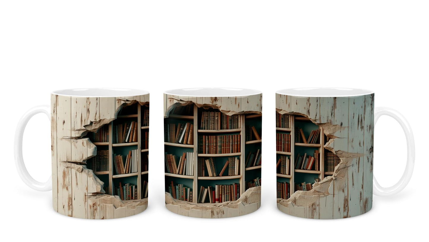 Vixar Book Wall Mug Ceramic Mug Cup Gift for Reading Lovers, 10oz V1