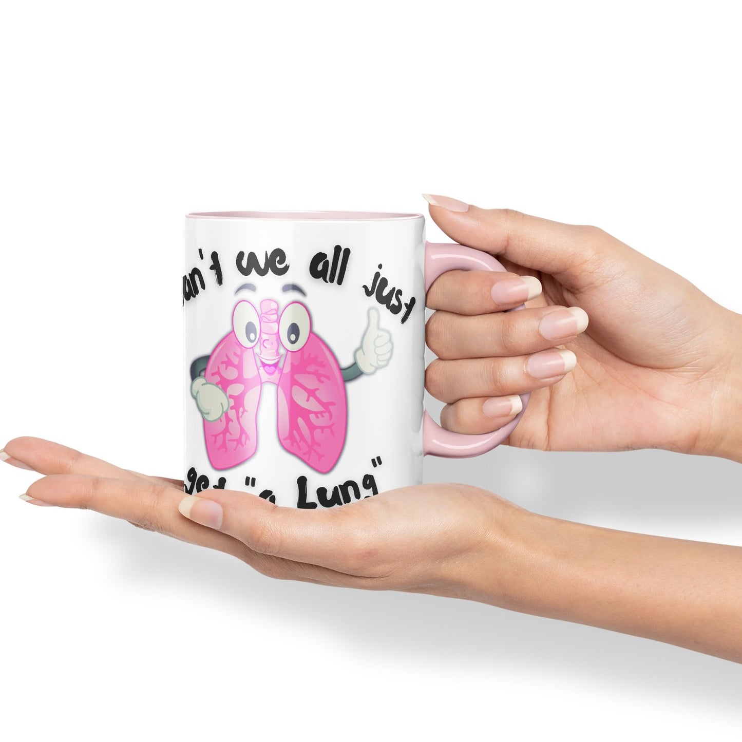 Vixar Anatomy Pun Humor Can't we All just get a Lung Coloured Ceramic 330 ml Mug Cup Gift Birthday Work Office Tea Coffee