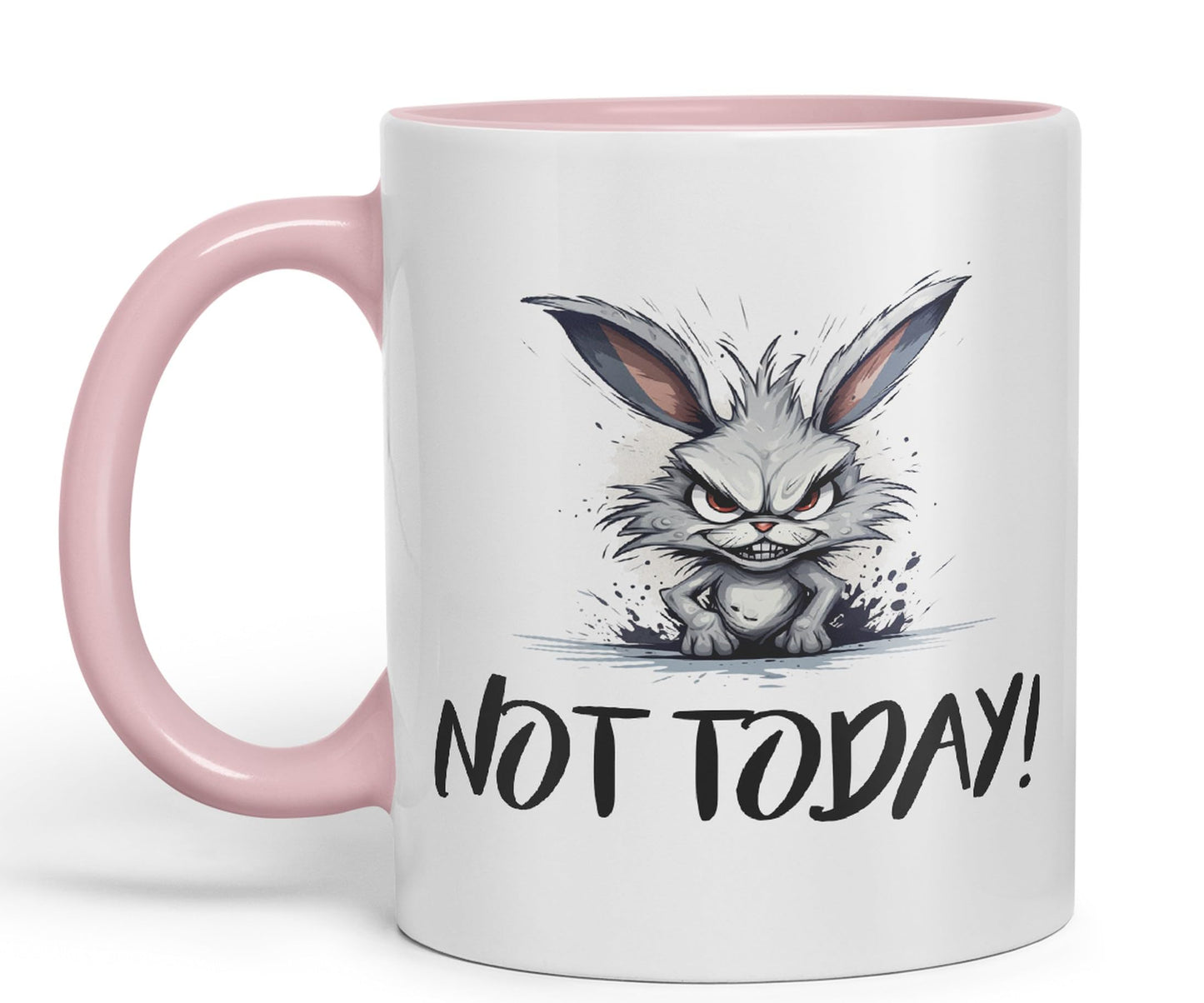 Not Today! Hunry Bunny Hare Joke sarkasm Sarcastic Ceramic Coloured Mug Cup for Tea Coffee Hot Brew 330ml 11Oz Gift