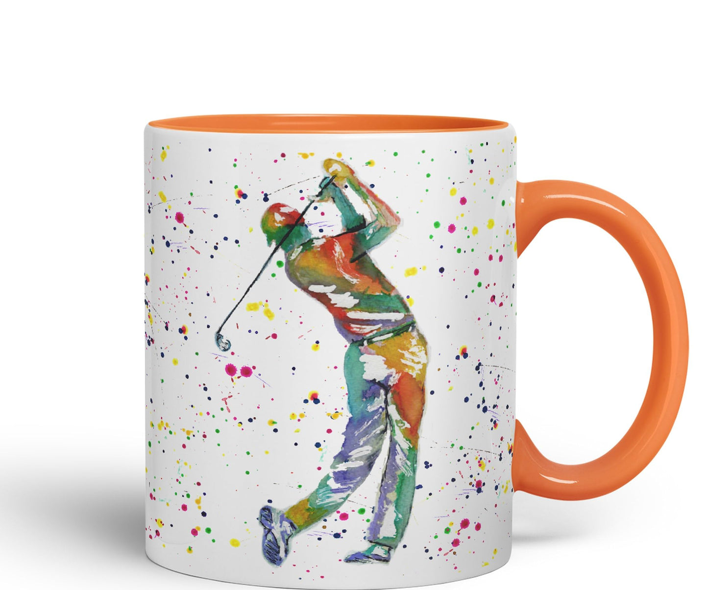 Golfer Golf Sport Watercolour hobby Ceramic Coloured Mug Cup for Tea Coffee Hot brew 330ml 11Oz Gift