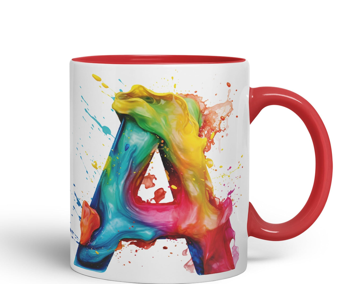 Letter A mug, Alphabet Letter A Monogram watercolour Ceramic Coloured Mug Cup for Tea Coffee Hot brew 330ml 11Oz Gift