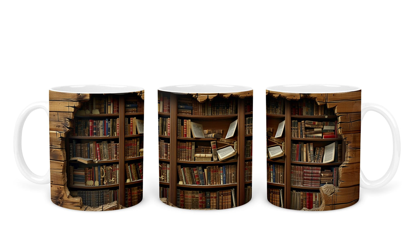 Vixar Book Wall Mug Ceramic Mug Cup Gift for Reading Lovers, 10oz V1