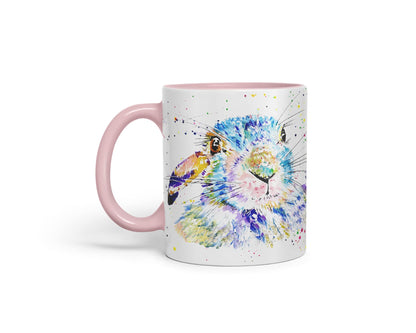 Vixar Bunny Rabbit Hare Animals Watercolour Art Coloured Mug Cup Gift Birthday Work Office Tea Coffee