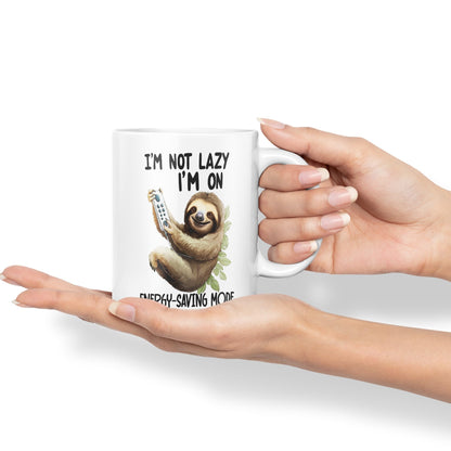 I'm Not Lazy I'm On Energy-Saving Mode Sloth Joke sarkasm Sarcastic Ceramic Coloured Mug Cup for Tea Coffee Hot Brew 330ml 11Oz Gift