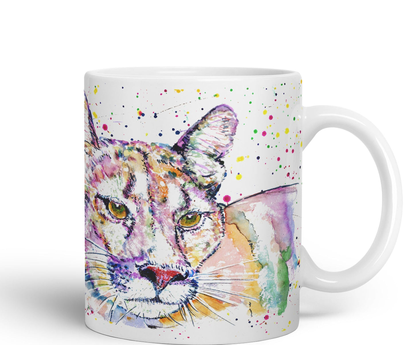 Vixar Cougar Big Cat Animals Watercolour Art Coloured 330 ml Mug Cup Gift Birthday Work Office Tea Coffee