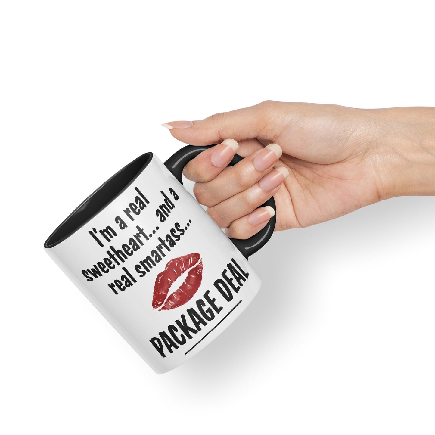 I'm a Real Seetheart … and a Real Smartass.. Package Deal Joke Sarcastic bee Ceramic Coloured Mug Cup for Tea Coffee Hot Brew 330ml 11Oz