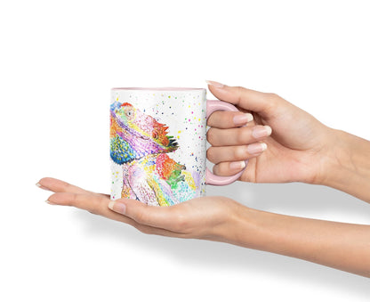 Vixar Bearded Dragon Reptile Pogona Pet Animals Watercolour Art Coloured Mug Cup Gift Birthday Work Office Tea Coffee