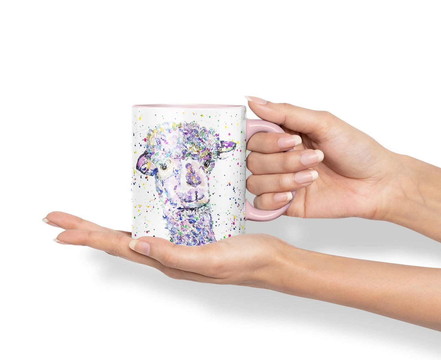 Vixar Llama lama Wildlife Farm Animals Watercolour Art Coloured Mug Cup Gift Birthday Work Office Tea Coffee