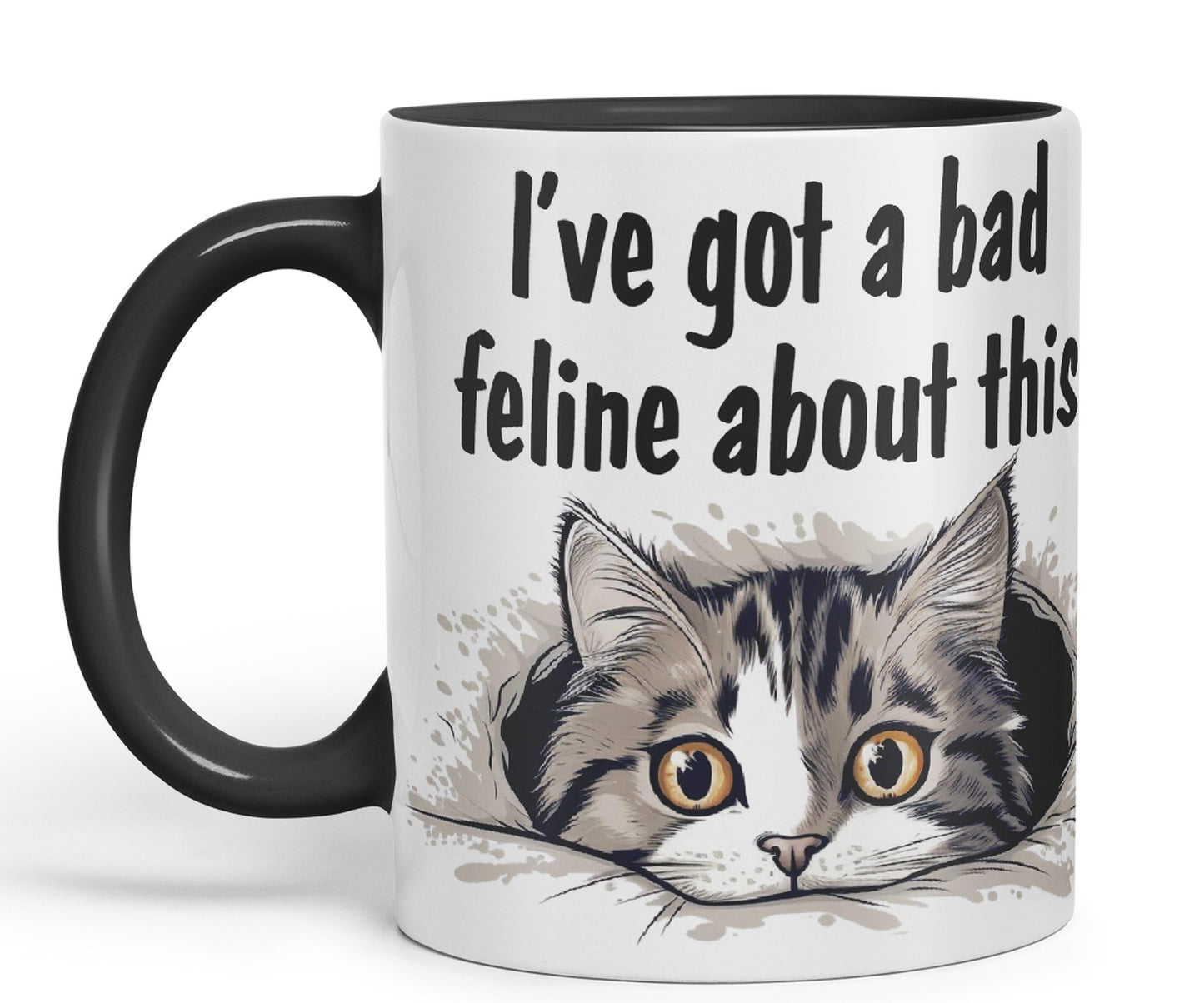 I've got a Bad Feline obout This cat Kitten Joke sarkasm Sarcastic Ceramic Coloured Mug Cup for Tea Coffee Hot Brew 330ml 11Oz Gift