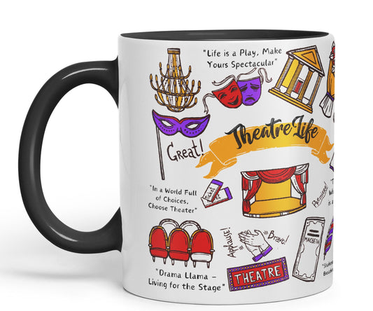 Thetre Life Theater Drama Llama Brodway Stage Joke sarkasm Sarcastic Ceramic Coloured Mug Cup for Tea Coffee Hot Brew 330ml 11Oz Gift