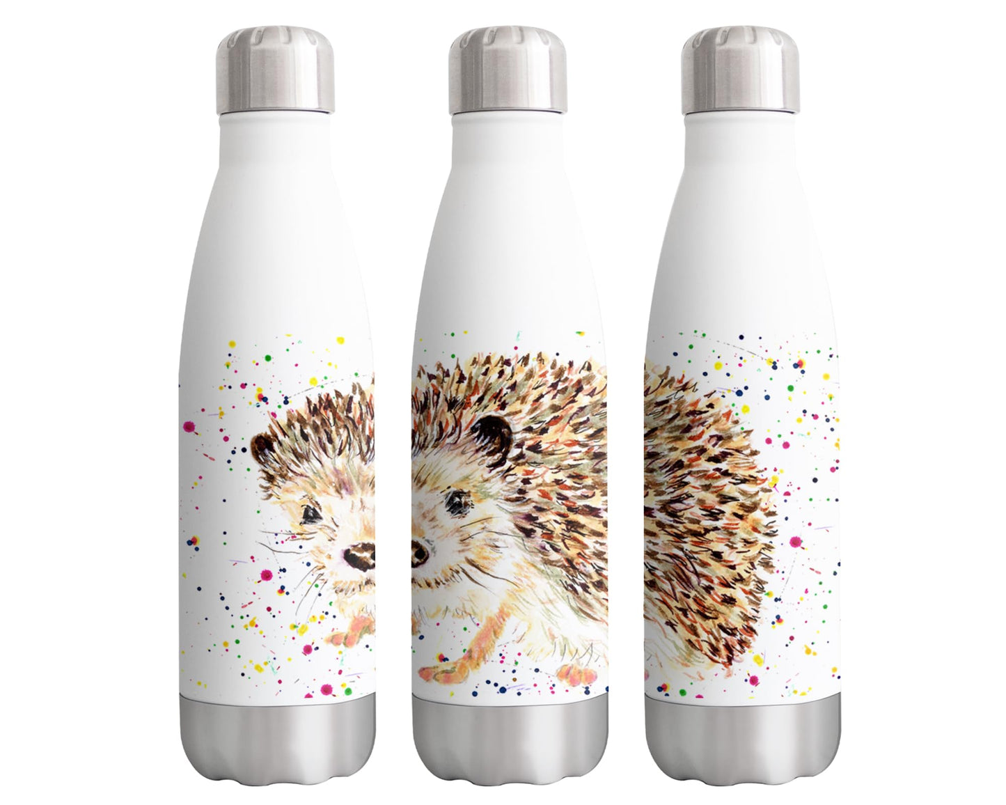 Vixar Hedgehog wildlife animals Watercolour Bottle double Wall insulated Stainless steel sport Drinks 500ml v2