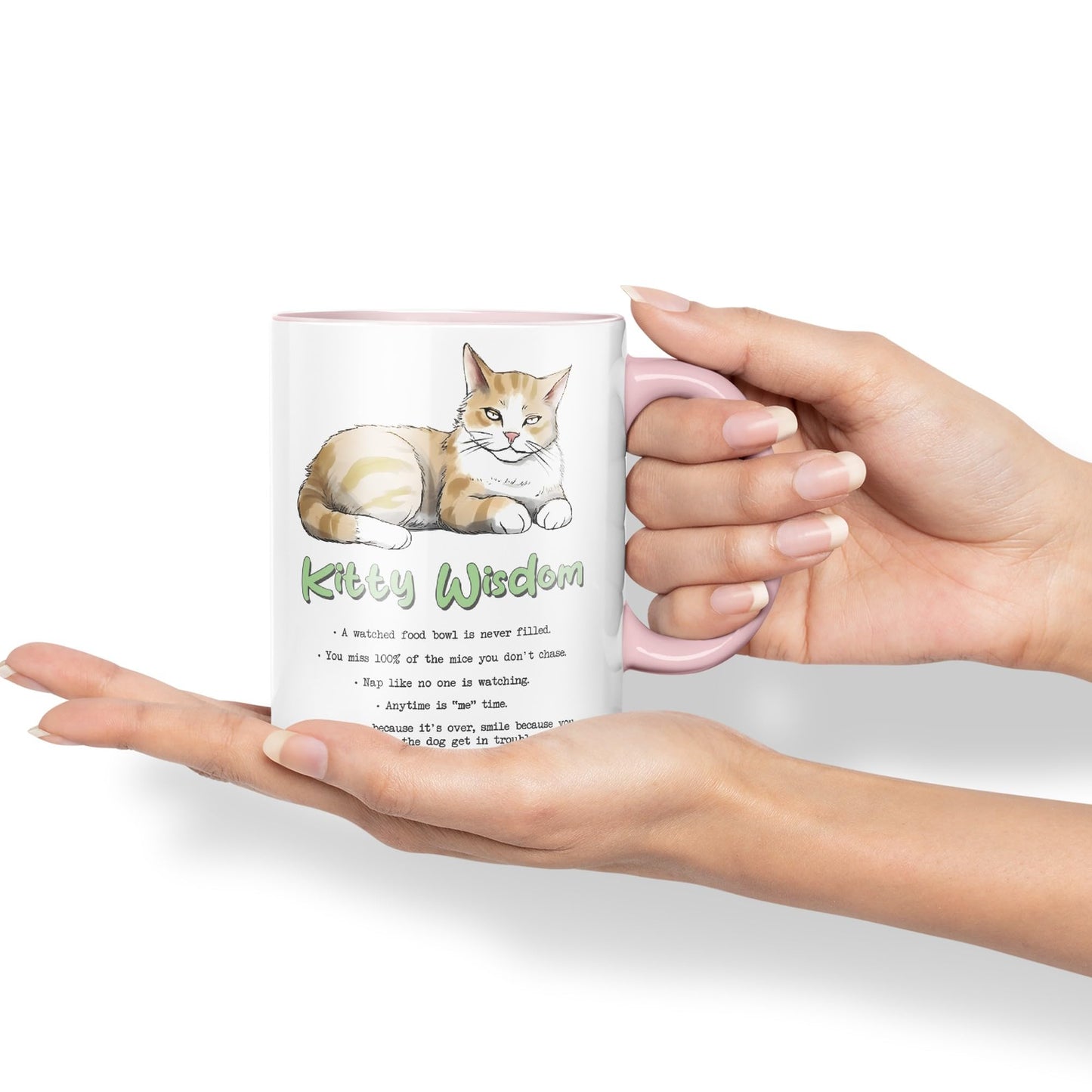 Kitty Wisdom a Watched Food… Live eat Sleep Repeat, cat Sarcastic Joke Ceramic Coloured Mug Cup for Tea Coffee Hot Brew 330ml 11Oz