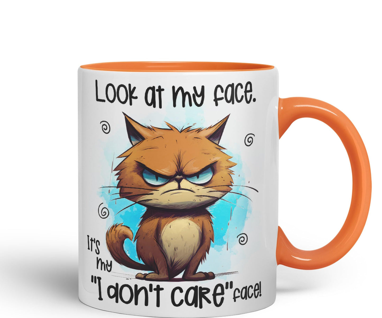 Look at My face, It's My ''I Don't Care'' face, cat Joke sarkasm Sarcastic Ceramic Coloured Mug Cup for Tea Coffee Hot Brew 330ml 11Oz Gift