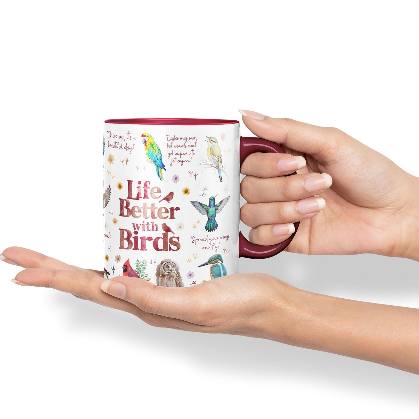 Life Better with Birds Joke sarkasm Sarcastic Ceramic Coloured Mug Cup for Tea Coffee Hot Brew 330ml 11Oz Gift