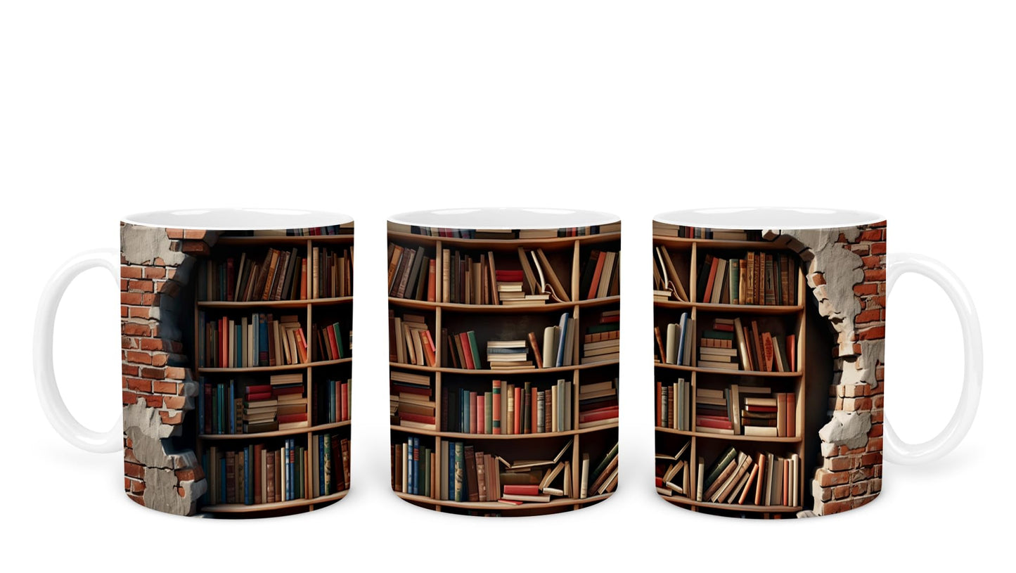 Vixar Book Wall Mug Ceramic Mug Cup Gift for Reading Lovers, 10oz V1