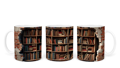 Vixar Book Wall Mug Ceramic Mug Cup Gift for Reading Lovers, 10oz V1