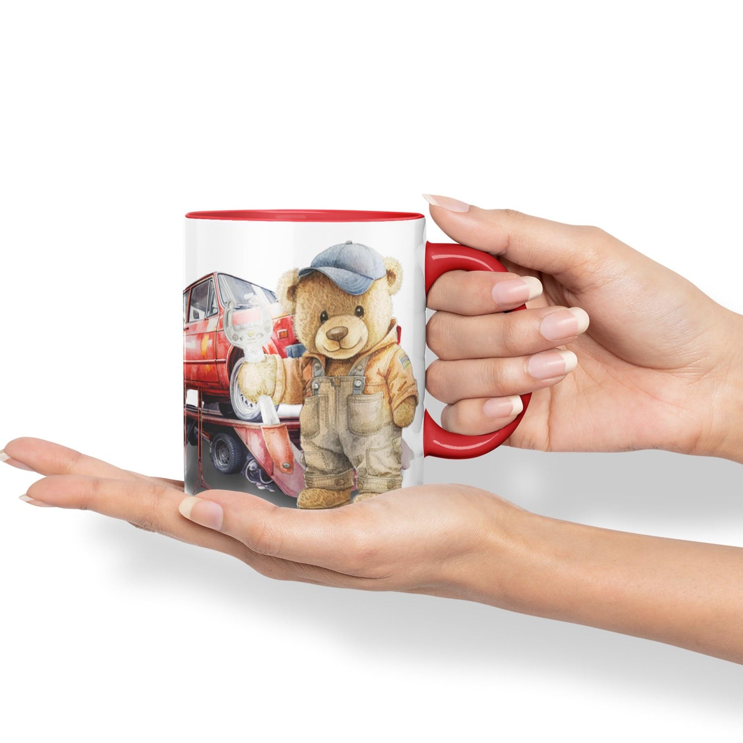 Vixar Teddy Bear Mechanic Ceramic Mug Coloured Mug Cup Gift Birthday Work Office Tea Coffee