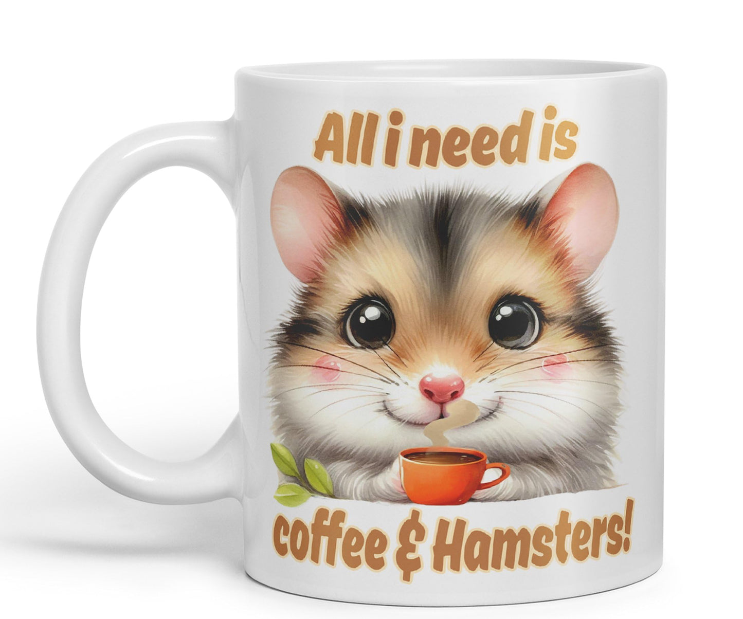 All I Needs is Coffee & Hamster Joke sarkasm Sarcastic Ceramic Coloured Mug Cup for Tea Coffee Hot Brew 330ml 11Oz Gift
