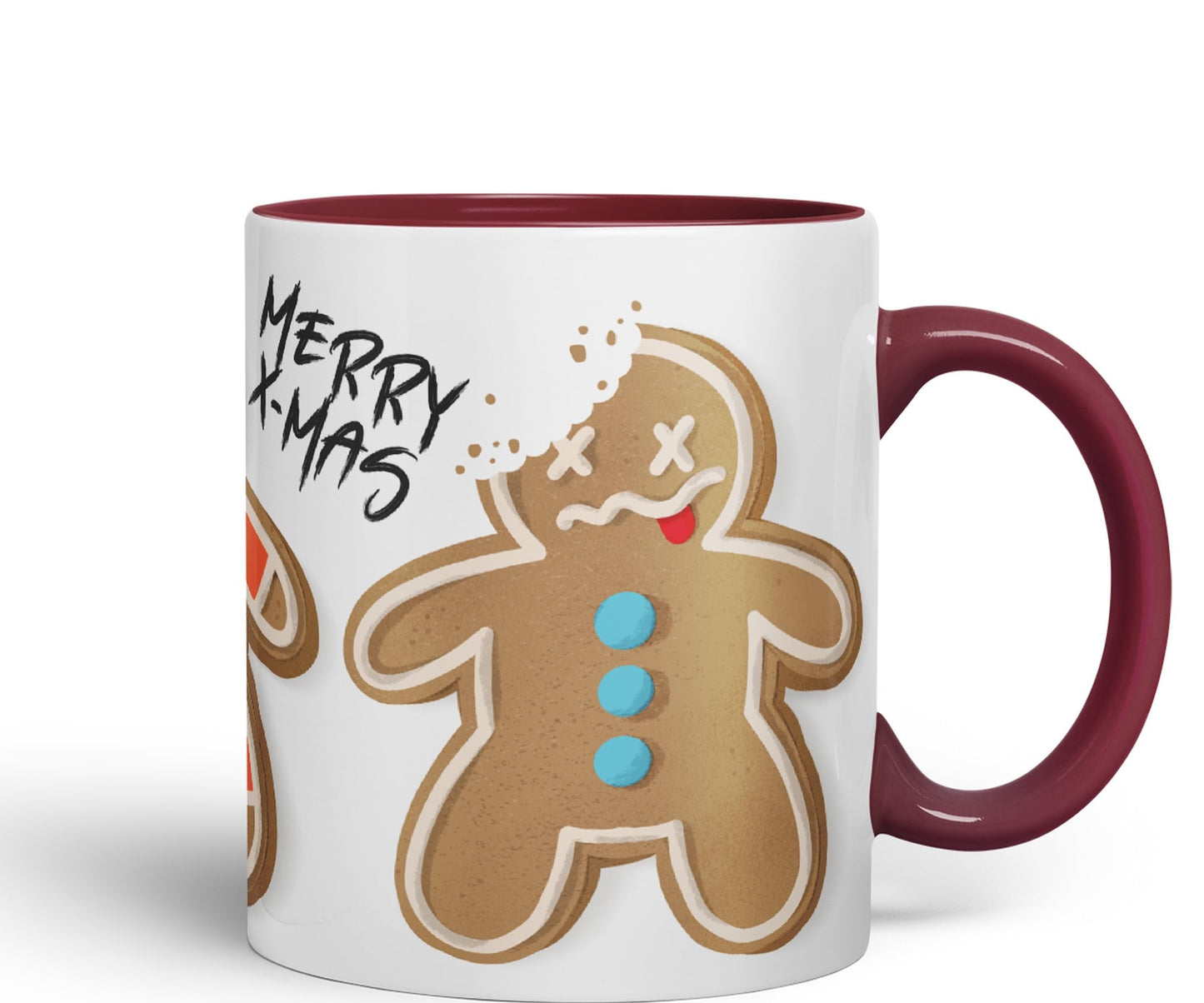 Vixar Gingerbread Man Cake Christmas, Xmas Designs Presents Coloured Ceramic Mug Cup Gift 330ml 11oz Work Office Tea Coffee Gift (CH1)