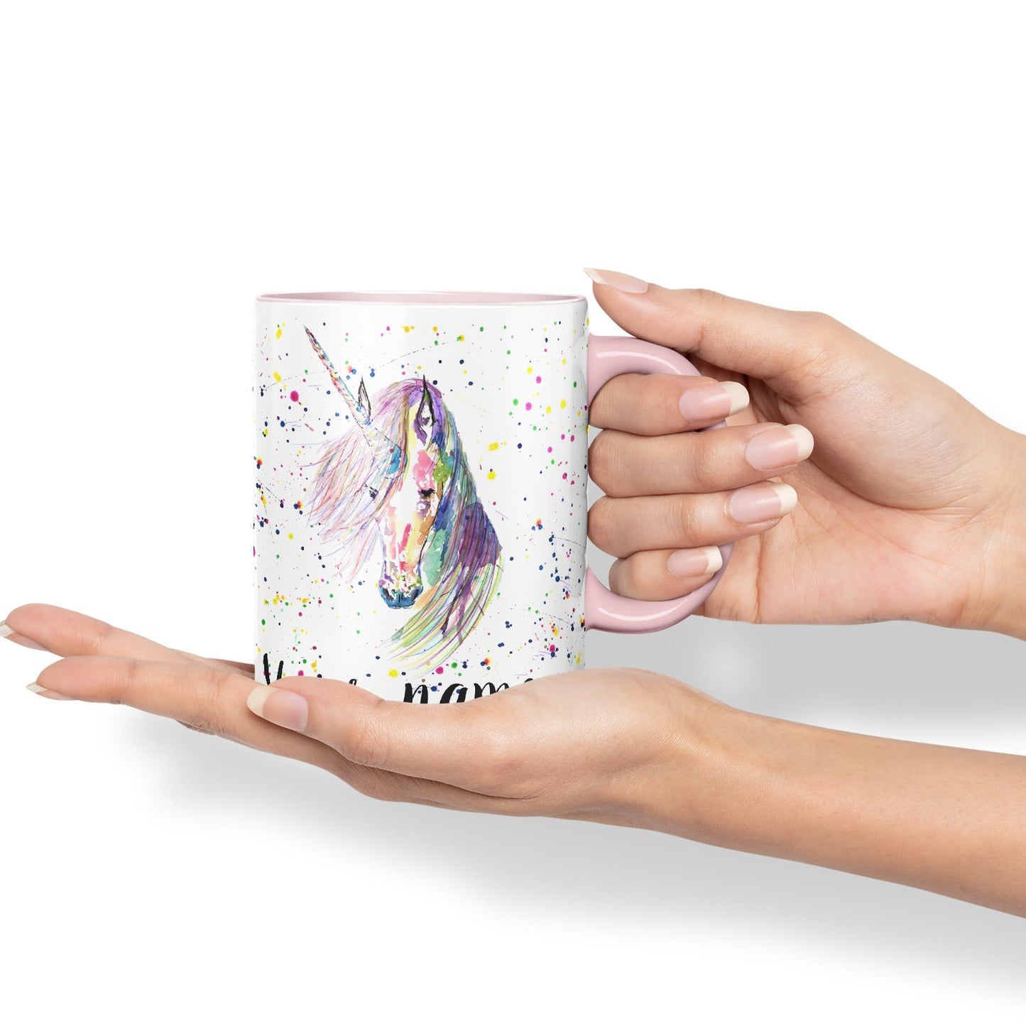 Vixar Personalised with Your Text Unicorn Watercolour Art Coloured Ceramic Mug Cup Gift 330ml 11oz Custom Work Office Tea Coffee (O2)