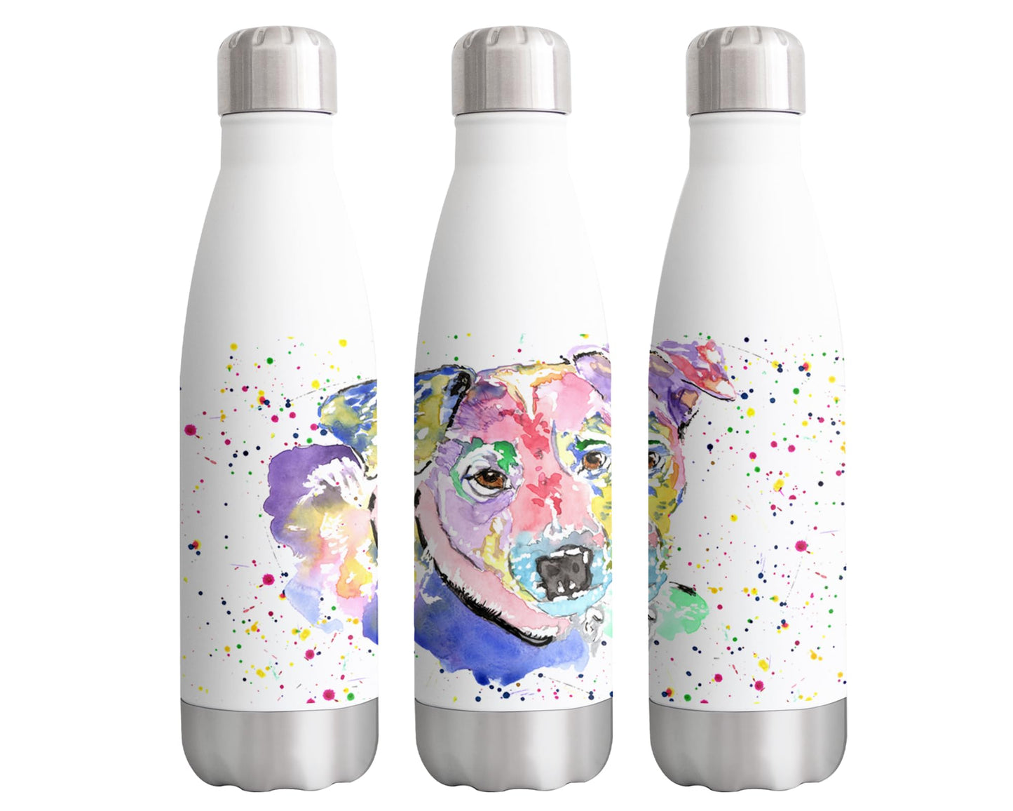 Vixar Jack Russell terrier dog Pet Animals Watercolour Bottle double Wall insulated Stainless steel sport Drinks 500ml