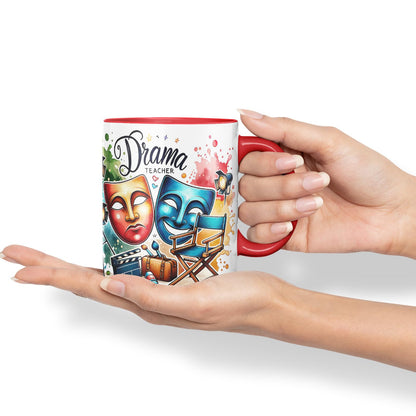 Vixar Drama Teacher Mug Thank You, End of School Gift Ceramic Coloured Mug Cup for Tea Coffee Hot Brew 330ml 11Oz Gift
