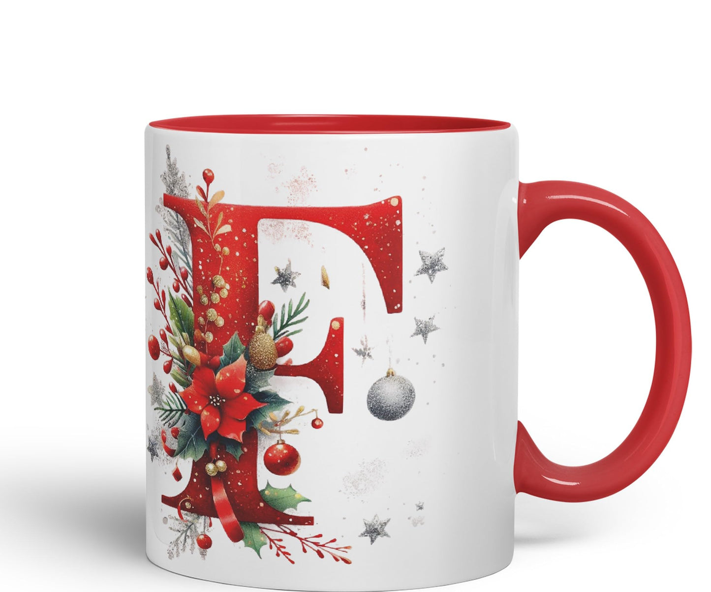 Red Letter ChristmasDesigns Alphabet Monogram Lettersjoke sarkasm Sarcastic Ceramic Coloured Mug Cup for Tea Coffee Hot Brew 330ml 11Oz Gift