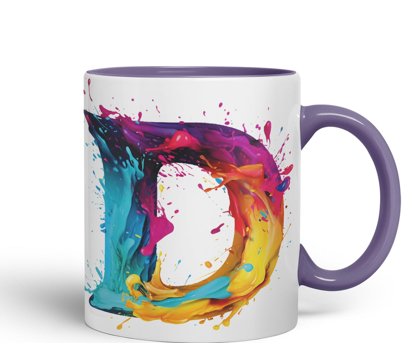 Letter D mug, Alphabet Letter D Monogram watercolour Ceramic Coloured Mug Cup for Tea Coffee Hot brew 330ml 11Oz Gift