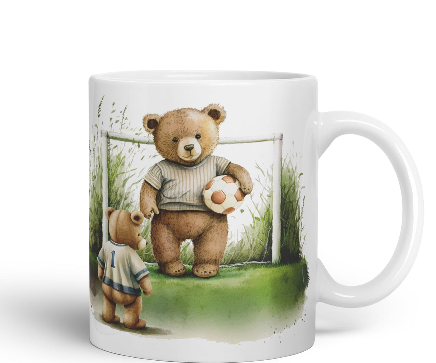 Vixar Teddy Bear Football Father and Son Ceramic Mug Coloured Mug Cup Gift Birthday Work Office Tea Coffee