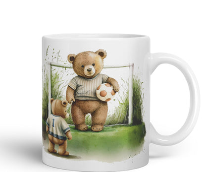 Vixar Teddy Bear Football Father and Son Ceramic Mug Coloured Mug Cup Gift Birthday Work Office Tea Coffee