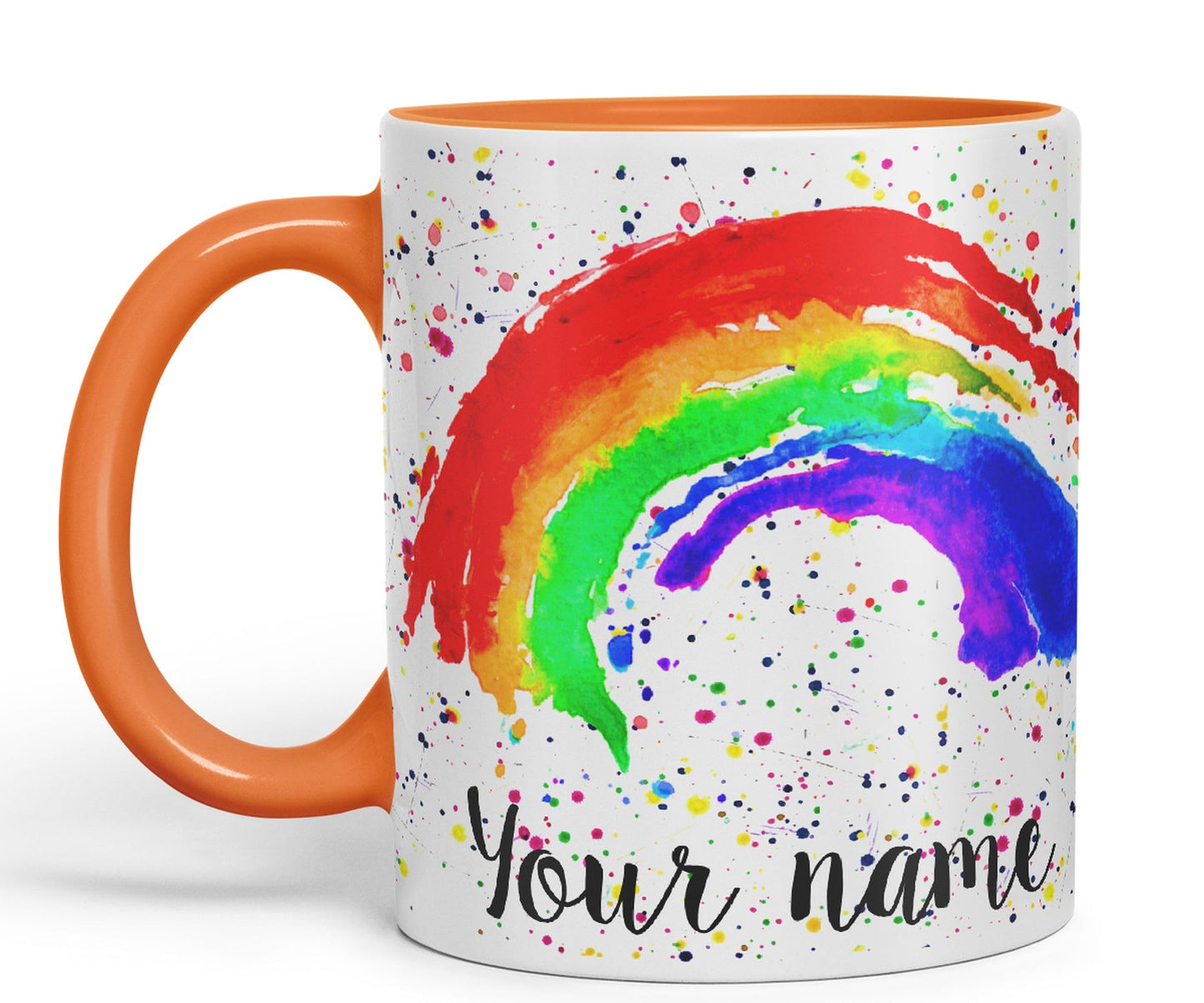 Vixar Personalised with Your Text Rainbow Watercolour Art Coloured Ceramic Mug Cup Gift 330ml 11oz Custom Work Office Tea Coffee (O1)