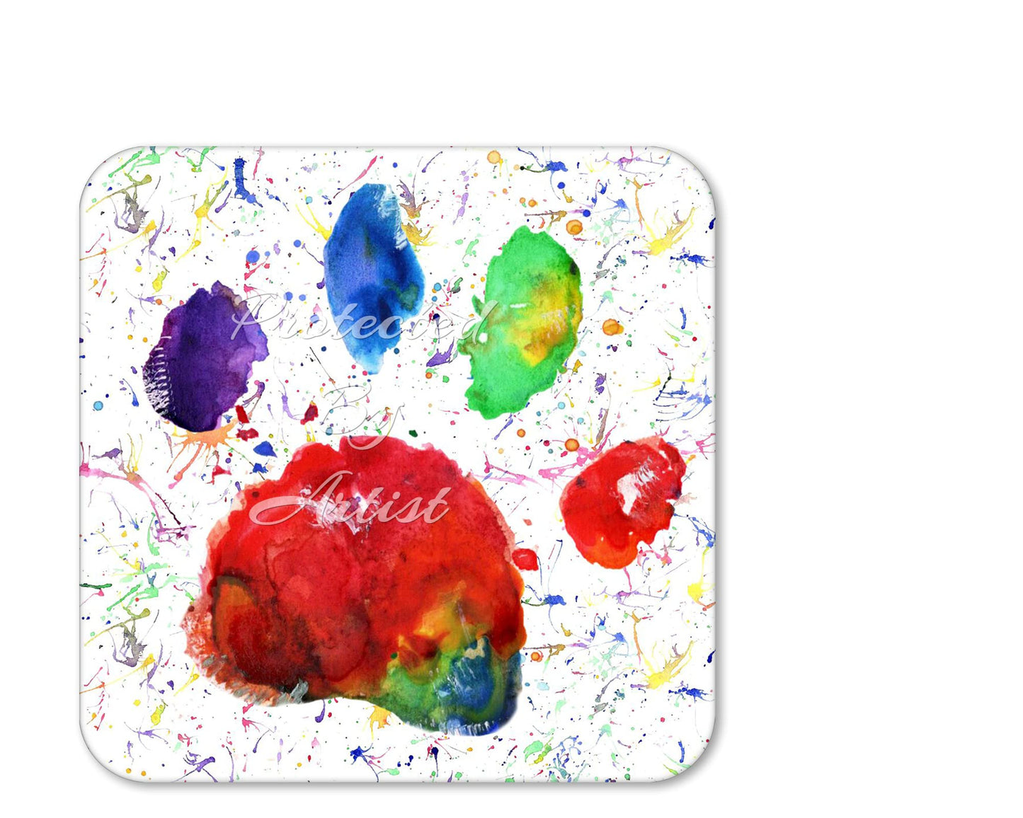 Coaster Cat Paw Pawprint Bridge cat Coasters Watercolour Art Gift Work Office Dining Tea coffee