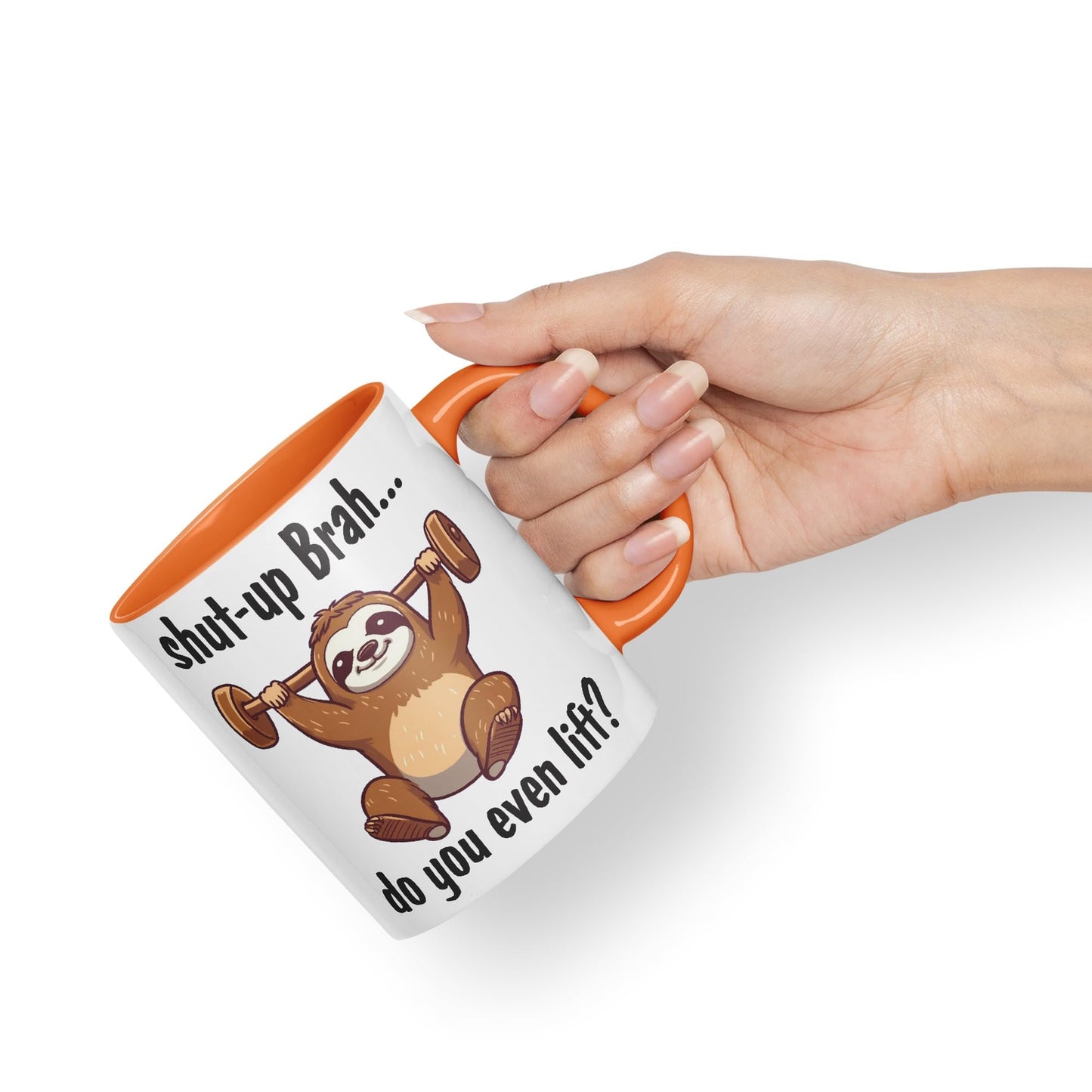 Shut-up Brah.. Do You Even Lift Sloth Gift Sarcastic Joke Ceramic Coloured Mug Cup for Tea Coffee Hot Brew 330ml 11Oz