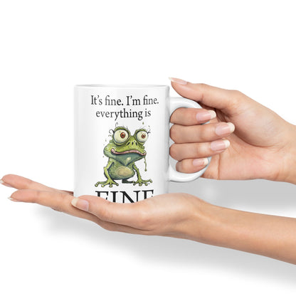 Vixar Frog It's fine I'm fine Everything is fine Joke Sarcastic Ceramic Mug Coloured Mug Cup Gift Tea Coffee Christmas