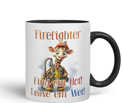 Firefighter Find em Hot! Leave em Wet! Joke sarkasm Sarcastic Ceramic Coloured Mug Cup for Tea Coffee Hot Brew 330ml 11Oz Gift
