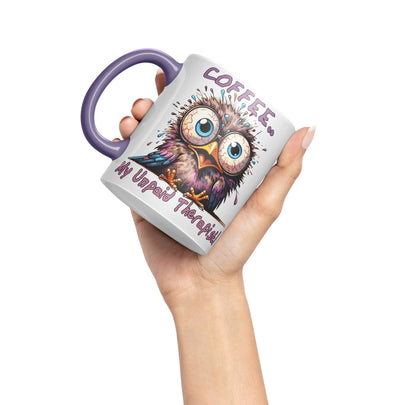 Coffee My Unpaid Therapist! Bird Joke sarkasm Sarcastic Ceramic Coloured Mug Cup for Tea Coffee Hot Brew 330ml 11Oz Gift